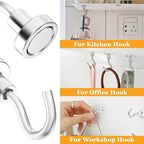 20Pack Magnetic Hooks, 35lb+ Strong Magnetic Hooks Heavy Duty Rare Earth Neodymium Magnets with Hooks for Hanging, Heavy Duty Hooks Magnetic for Cruise Cabins Camping Kitchen Fridge Classroom Office