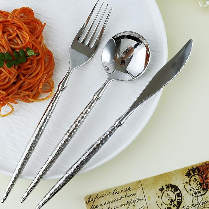 Cutlery Set Pieces Service Stainless Steel Titanium Flatware,Silverware Flatware Cutlery Set, 5/20/30/40/50/60 Pieces Wheat Ears Stainless Steel Tableware Embossed Handle Tableware Hotel Ho