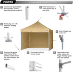 ABCCANOPY Easy Pop Up Canopy Tent with Sidewalls 10x10 Commercial -Series, Beige