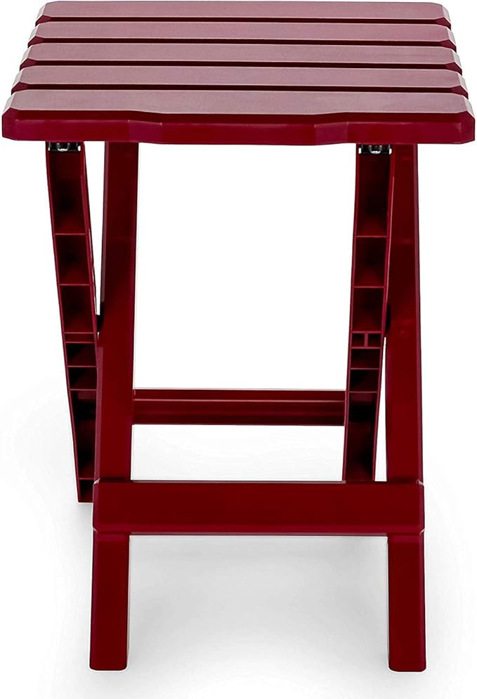 Camco 51684 Red Regular Adirondack Portable Outdoor Folding Side Table, Perfect for The Beach, Camping, Picnics, Cookouts and More, Weatherproof and Rust Resistant