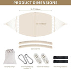 Portable Hammock, Hanging Hammock with Tassels and Fishtail Knitting, 320GSM Hanging Bed with Set Full Accessories for Outdoor Camping Patio Balcony Beige
