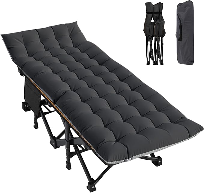 NAIZEA Folding Camping Cots for Adults, Folding Cot with Mattress, Camping Foldable Bed, Portable Military Cot, Double Layer Oxford Strong Heavy Duty Sleeping Cots w/Carry Bag for Camp Office Travel