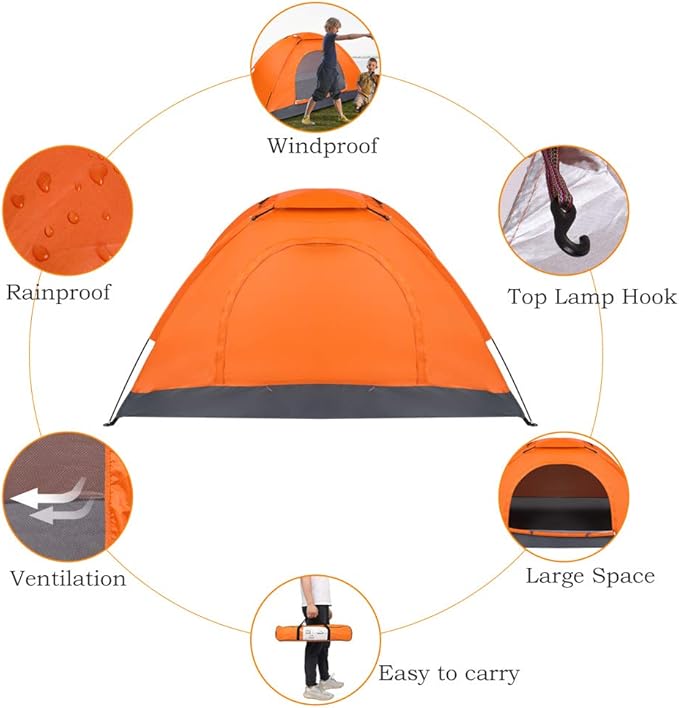 Camping Tent Dome Tent for Camping, Lightweight Portable Backpacking Tent, Family Dome Tent Small Easy Set Up Shelter Outdoor Camping Accessories for Camping, Hiking, Mountaineering or Beach