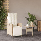 Reclining Patio Chair with Footrest Beige Poly Rattan Porch Chairs Camping Chairs Patio Chairs Living Room Chairs for Dining Patio Bedroom Outdoor