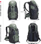 Bseash 50L Hiking Backpack, Water Resistant Lightweight Outdoor Sport Daypack Travel Bag for Camping Climbing Skiing Cycling (Army Green - With Shoe Compartment)
