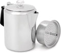 GSI Outdoors Percolator Coffee Pot I Glacier Stainless Steel with Silicone Handle for Camping, Backpacking, Travel, RV & Hunting - Stove Safe