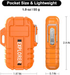 Waterproof Butane Torch Lighter Refillable Windproof Jet Flame Lighters for Fireplace Fireworks Grill Camping BBQ Lighter Gift for Man,2 Pack (Without Gas) (Orange+Orange)