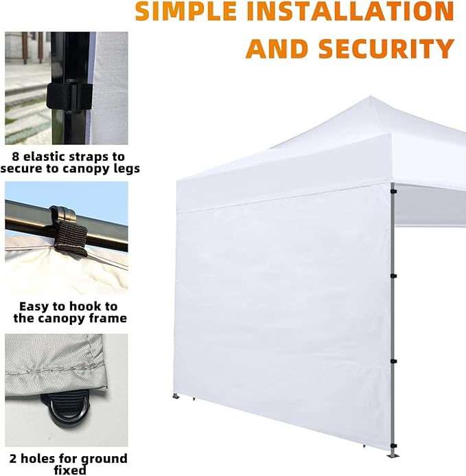 Joramoy Instant Canopy Sidewall 10×10 for Pop Up Tent, Waterproof Sunwall for Straight Leg Canopy with UV Protection, 1 Pack Side Panels Only(10×10, White)