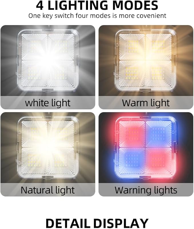 2 Pcs Portable LED Camping Light, USB Charging, Rechargeable, Black, 500 Lumen, Waterproof, Modern Style, Outdoor Use