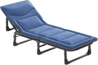 Folding Bed with Mattress Queen 3 in 1 Folding Camping Cot Bed 4 Positions Adjustable Patio Chaise Lounge Chair for Bedroom Pool Patio,A-190 * 68 * 30cm