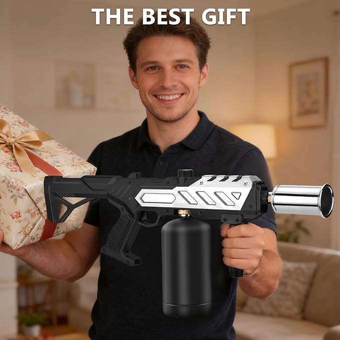 Powerful Propane Torch with Detachable Design, Adjustable Flame Kitchen Blow Torch, Flamethrower Gun Torch Burner for BBQ, Searing Steak, Welding, Camping Charcoal Lighter (Tank Not Included)