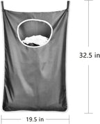 Durable hanging laundry hamper bag Behind door Space Saving with Stainless Steel Hooks Zip, For Bathroom,Kids room,Travel,College Dorm,2pack(Extra Large-Dark Grey)