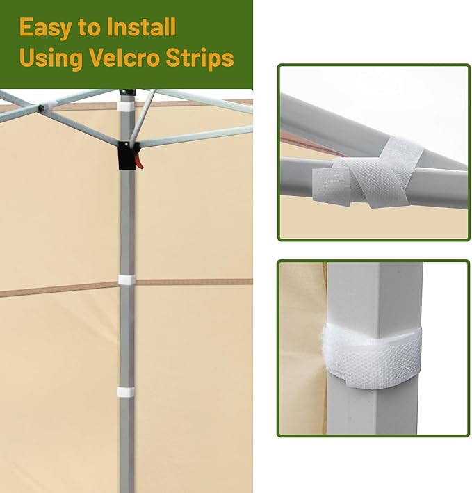 3 Pcs 10x10 Canopy Sidewalls with Roll-up Windows for 10x10 Pop Up Canopy Straight Leg Outdoor Instant Canopy Sidewall Waterproof & UV Protected for Outdoor Event Tents, 3 Sidewalls Only, Beige