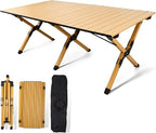 Folding Camping Table, Lightweight Roll-Up Table Aluminum Low Portable Picnic Table with Easy Carrying Bag for Outdoor, Beach, Picnic, Backyards, BBQ and Party, 45.2"L x 23.6"W x 17.3"H