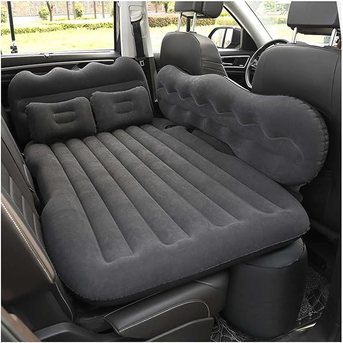 Bed Car Mattress Camping Mattress, Inflatable Thickened Car Air Bed with Air Pump Portable Sleeping Pad Mattress for Home Car Travel Camping,Black