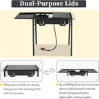 Bonnlo 2 Burners Propane Gas Stove, 150,000 BTU Portable Outdoor Camp Cooker Stove with Regulator, Side Shelves, Foldable Windpanel, Adjustable Height & Carrying Bag for Backyard, Camping, Tailgating