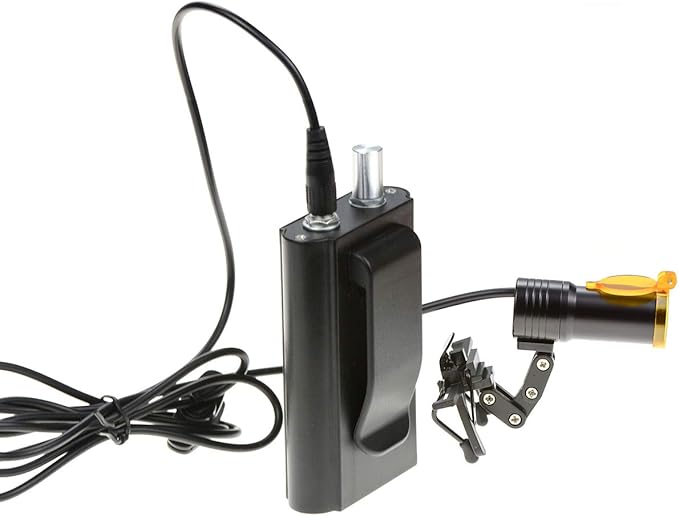 Superdental Protable LED Head Light Lamp for Binocular Loupe Metal Clip with Plastic Body for Fast Heat Dissipation (Black)