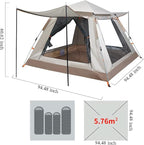 GeRRiT Camping Pod 4 People Pop Open in Three Seconds,Double Doors and Four Windows Lightweight Tent Practical and Stable Family Camping Tent for Hiking Backpacking