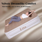 Etto Air Mattress Queen with Built in Pump, 18 inch Luxury Double High Air Bed Fast Inflation/Deflation, Portable Inflatable Blow up Mattress with Carry Bag for Camping, Home&Guests, 650lb MAX