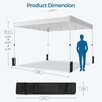 10x10 Pop Up Canopy Tent, Portable Outdoor Tent with Central Lock, UPF50+ Fabric, Sturdy Steel Frame and Adjust Feet for Outdoor Events, Camping, Parties, 4 Weight Bags, Silver White