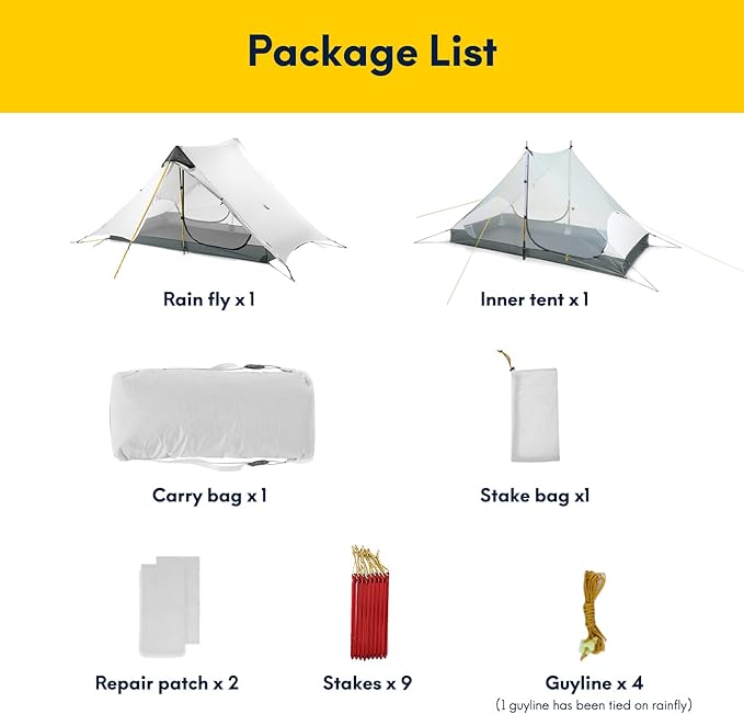LANSHAN Ultralight Tent 3-Season Backpacking Tent for 1-Person or 2-Person Camping, Trekking, Kayaking, Climbing, Hiking
