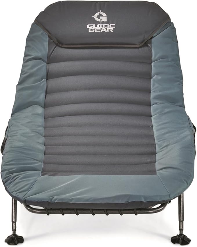Guide Gear Ultimate Comfort Padded Camping Cot; 400-lb. Capacity, for Camping, Fishing or by The Beach and Swimming Pool Blue