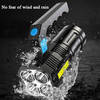 LED Flashlight USB Rechargeable, High Lumens Tactical Light with Sidelight, 4X LED, Zoomable, Handheld Super Brightest Flashlights, Portable Torch for Outdoor Camping Home Emergency Lantern