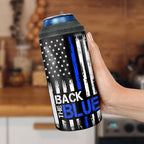 winorax Police Gifts Back The Blue American Flag Tumbler 4-in-1 Can Cooler Stainless Steel 12oz Travel Mug Coffee Cups US Flag Police Academy Graduation Gifts for Men Cops Officer Retirement