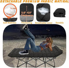 Oversized XXL Folding Camping Cot W/Mat for Adults,Heavy Duty Outdoor Bed with Carry Bag1200 D Layer Oxford Portable Travel Camp Cots Extra Wide Sleeping Cots (Black With Comfortable Mattress)