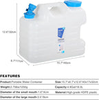 REDCAMP 5 Gallon/18.5L Portable Water Container with Spigot, Camping Water Jug, Water Container,Large Water Tank,Portable Emergency Water Storage for Camping,Car,Hiking,Hurricane Supplies