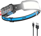 Headlamp LED Rechargeable with 6 Modes 7 Lights and Motion Sensor – 270° Wide Beam Head Light for Camping, Running, Hiking & Work, Waterproof USB-C Rechargeable Headlamp