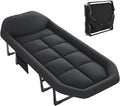 NEWBULIG Foldable Camping Cot for Adults, Sleeping Cots with Mattress, Pillow and Side Pocket, 6-Angle Adjustable Folding Camp Bed, 450lbs Weight Capacity, for Hiking, Traveling, Office Napping, Guest