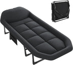 NEWBULIG Foldable Camping Cot for Adults, Sleeping Cots with Mattress, Pillow and Side Pocket, 6-Angle Adjustable Folding Camp Bed, 450lbs Weight Capacity, for Hiking, Traveling, Office Napping, Guest
