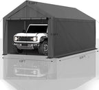 Carport 10x20 Ft Heavy Duty Canopy Steel Canopy Storage Shed,Portable Garage Party Tent,Portable Garage with Removable Sidewalls & Doors All-Season Tarp for Carport (Grey)