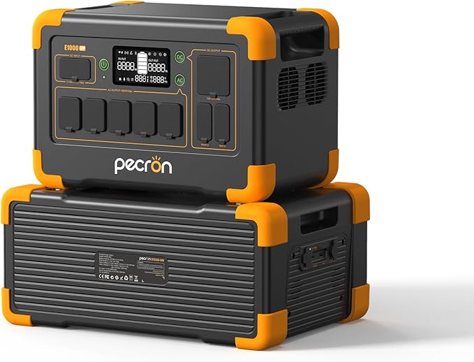 pecron Portable Power Station E1000LFP with 3840Wh Extra Battery Expandable to 4864Wh, 1800W/1024Wh Power Station, LiFePO4 Battery Backup for Home Use, Camping, RV, Emergencies