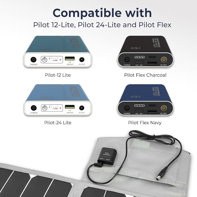 50W Foldable Solar Panel for Medistrom Pilot Flex and Pilot Lite CPAP Battery – Solar Charger, Compact Travel Solar Panel for Camping and Backup Power