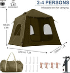 Inflatable Tents for Camping,2/4 Person Easy Setup Blow Up Tents for 4 Seasons Waterproof InflatableTent for Camping, Air Glamping Tents for Camping Adult