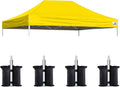 Eurmax USA Pop Up Canopy Top Gazebo Tent Cover Replacement Top Only,Bonus 4PC Pack Weight Bag (10x15, Yellow)