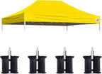 Eurmax USA Pop Up Canopy Top Gazebo Tent Cover Replacement Top Only,Bonus 4PC Pack Weight Bag (10x15, Yellow)