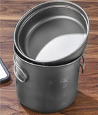 Camping Campfire Utensils, Outdoor Picnic Portable Cooking Pot Frying Pan Multi-Function Tableware Cooker Water Cup Backpacking Gear