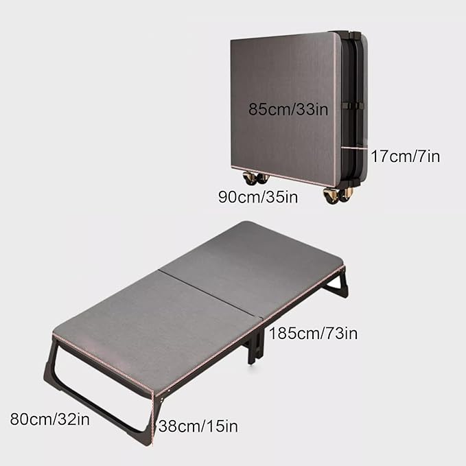 Camping Cots Double Load-Bearing Leg Design, Camping Cot 10 BeamsStable, Folding Bed Silent Anti-Skid Wheels, Folding Cot(185x38x80cm/73x15x32in)