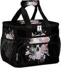Skull Flower Floral Soft Cooler Bag Insulated Lunch Box for Men & Women, Large Leakproof Lunch Bag Portable Beach Cooler for Work, Picnic, Road Trips,Fishing, Travel, Camping,A-19