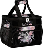 Skull Flower Floral Soft Cooler Bag Insulated Lunch Box for Men & Women, Large Leakproof Lunch Bag Portable Beach Cooler for Work, Picnic, Road Trips,Fishing, Travel, Camping,A-19