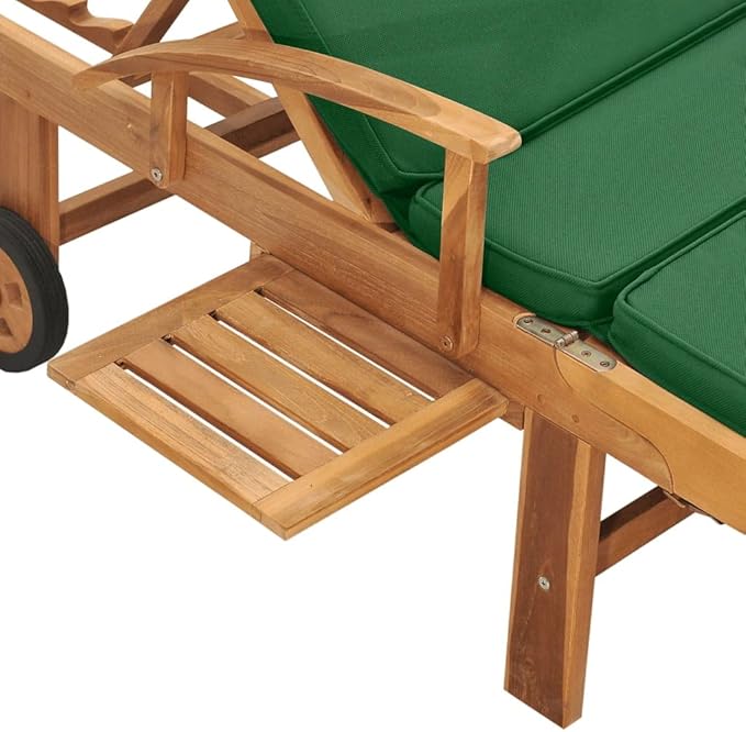 Sun Lounger with Cushion Solid Teak Wood Greentanning Chair Patio Chairs Recliner Chair Camping chairsSuitable for Gardens, courtyards