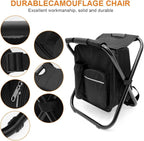 Portable Folding Camping Stool, Backpack with Cooler Bag, Hiking Seat, Outdoor Fishing Hunting Gifts, Black