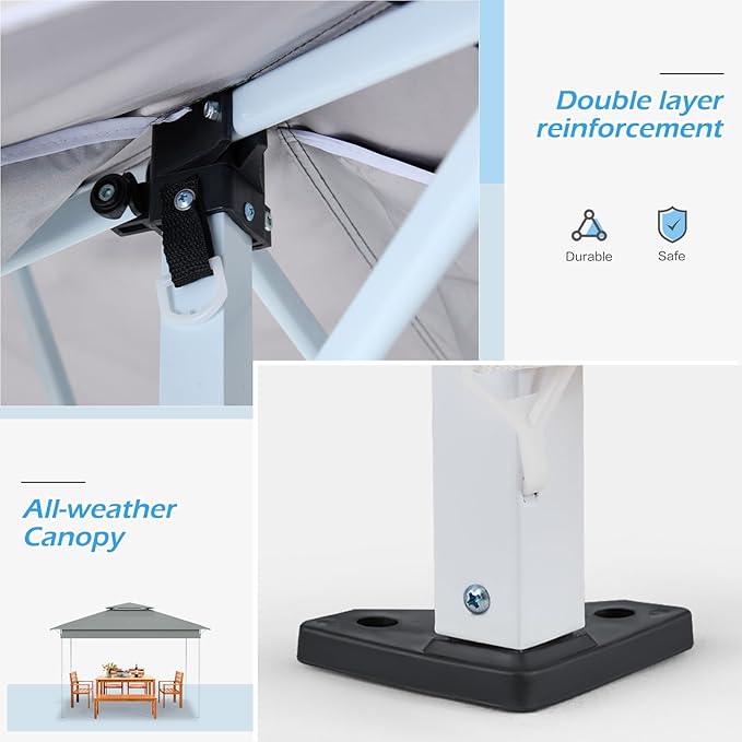 ECOTOUGE 11FT Canopy Tent Instant Shelter Canopy with Carrying Roller Bag, Outdoor Party Gazebo with Waterproof and UV Resistant for Parties, Camping, Picnic, Dark Grey