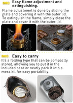 CAMPINGMOON Alcohol Stove Brass Stainless Steel Mini for Backpacking Hiking Rack Cross Stand AS-1