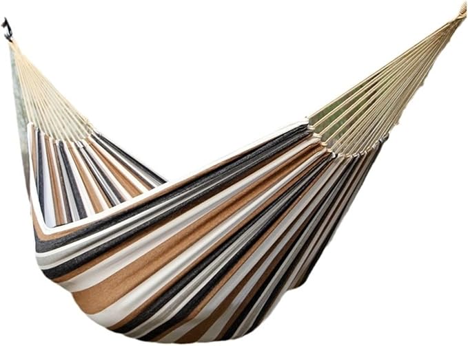 Compatible For Canvas Single Hammock Outdoor Camping Indoor Children's Swing Thickened Striped Hammock(WHITE)