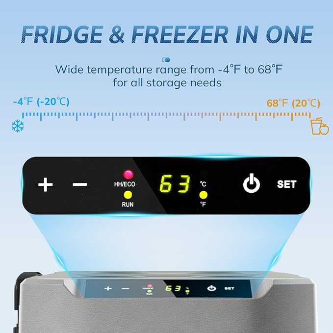 Antarctic Star 12 Volt Refrigerator,43QT(40L)Electric Cooler Compressor, Portable Refrigerator -4℉~68℉,Car Fridge 12/24V DC 100-240V AC,Portable Freezer with Wheels&2 Baskets for Camping,Travel,GREEN