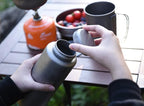 iBasingo 1050ml Titanium Bottle with 600ml Nesting Cup Outdoor Camping Single Layer Wide Mouth Cookware Lightweight Portable Bottle Mug Set Hiking Picnic Solo Cooking Mess Kit Ti3007D